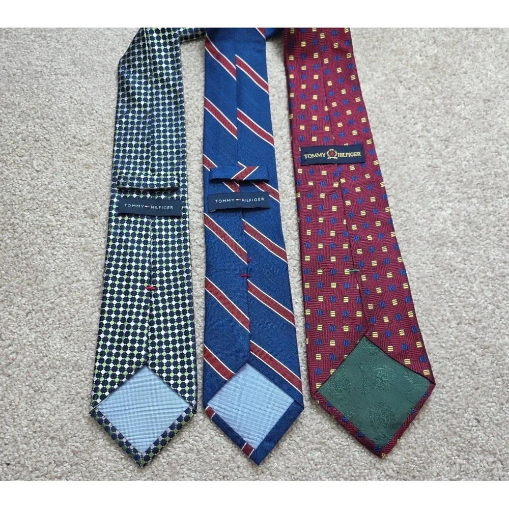 Tommy Hilfiger Tie Lot Of‎ 3 Mens Multicolor Geometric Preppy Neckties